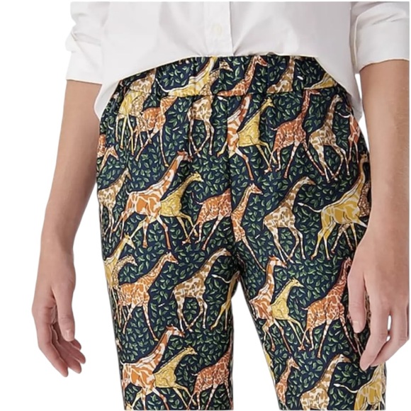 J. Crew Collection Pull-On Silk Twill Cropped Pants in Giraffes Print - 4 - Picture 4 of 16